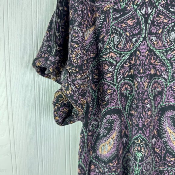 Lucky Brand Short Sleeve top Paisley Print‎ Dark Gray size 2X - Picture 6 of 7